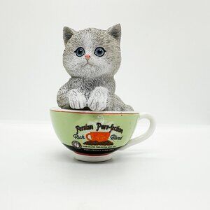 Hamilton Collection Kayomi Harai Coffee Cat Persian Kitten Cats Green